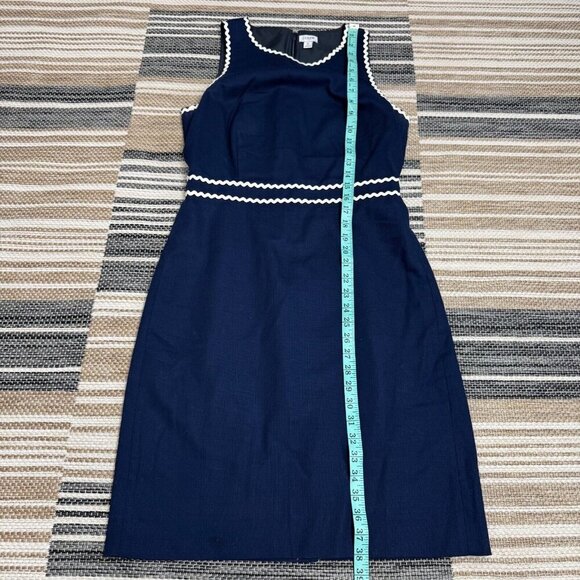 J. Crew Womens Sleeveless Rickrack Trim Sheath Suiting Dress Navy Blue Size 6 - Picture 13 of 16